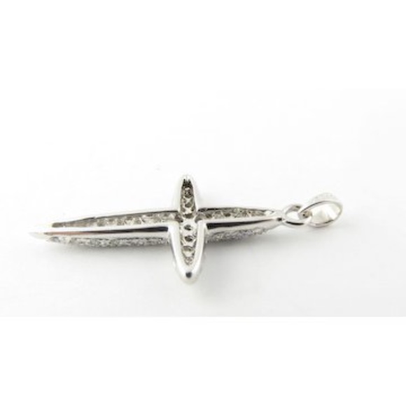 Vintage 18 Karat White Gold Diamond Cross Pendant #3672 - Picture 6 of 7